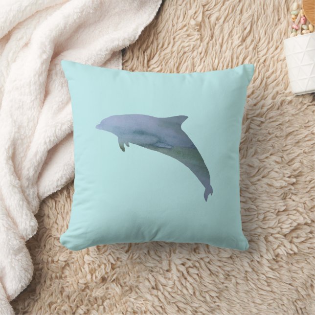 Dolphin Florida Animal Painting Throw Pillow (Blanket)