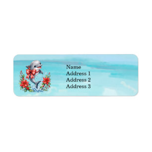Dolphin for Christmas on the sea Return Address Label