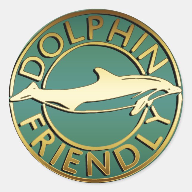 DOLPHIN FRIENDLY CLASSIC ROUND STICKER (Front)