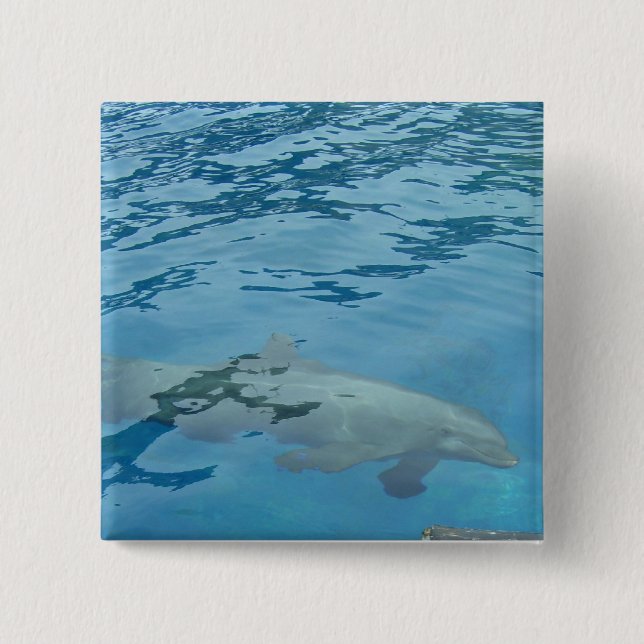 Dolphin Gliding Under Blue Water 15 Cm Square Badge (Front)