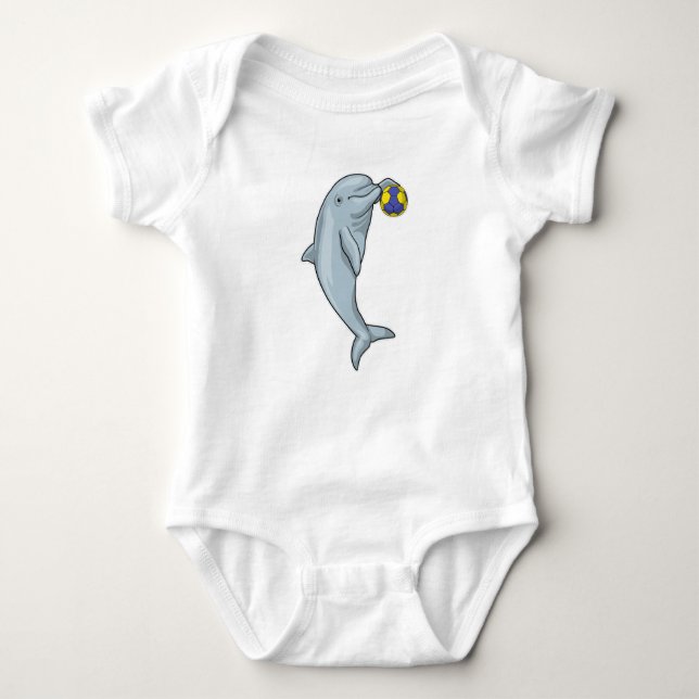 Dolphin Handball player Handball Baby Bodysuit (Front)