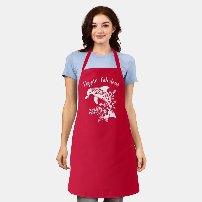 Dolphin-Hawaiian-Fisherman Core-Cherry Red Apron (Worn)