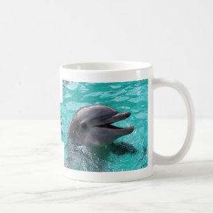 Dolphin head in aquamarine water coffee mug