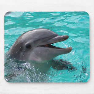 Dolphin head in aquamarine water mouse pad