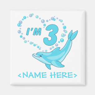 Dolphin Heart 3rd Birthday Magnet