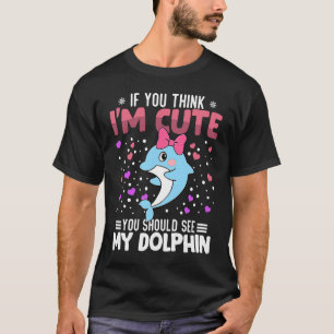 Dolphin Heart Valentine's Day Animal For Womens Ki T-Shirt