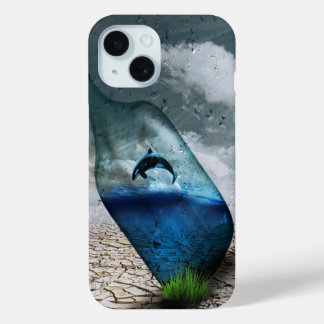 Dolphin In A Bottle iPhone 15 Case