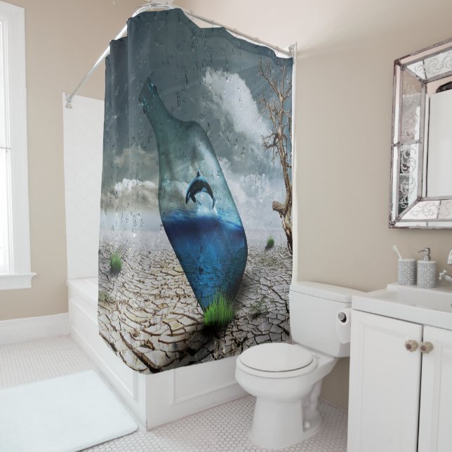 Dolphin In A Bottle Shower Curtain (In Situ)
