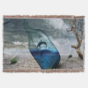 Dolphin In A Bottle Throw Blanket