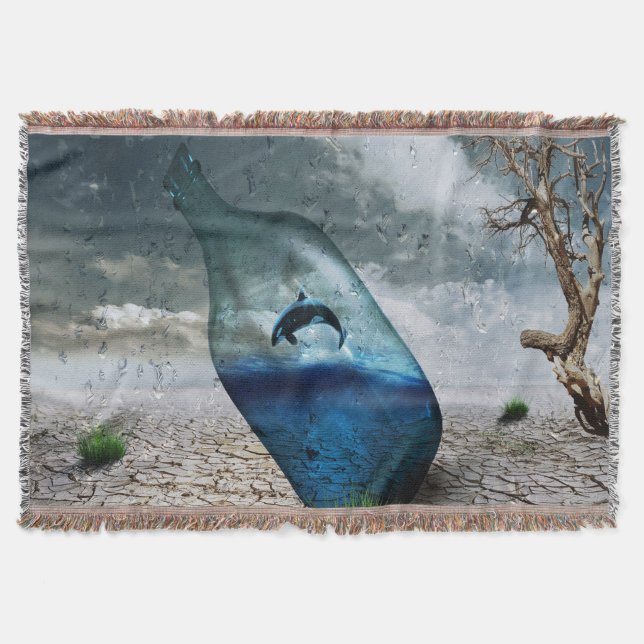 Dolphin In A Bottle Throw Blanket (Front)