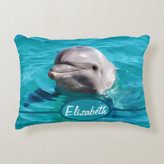 Dolphin in Blue Water Photo Decorative Cushion
