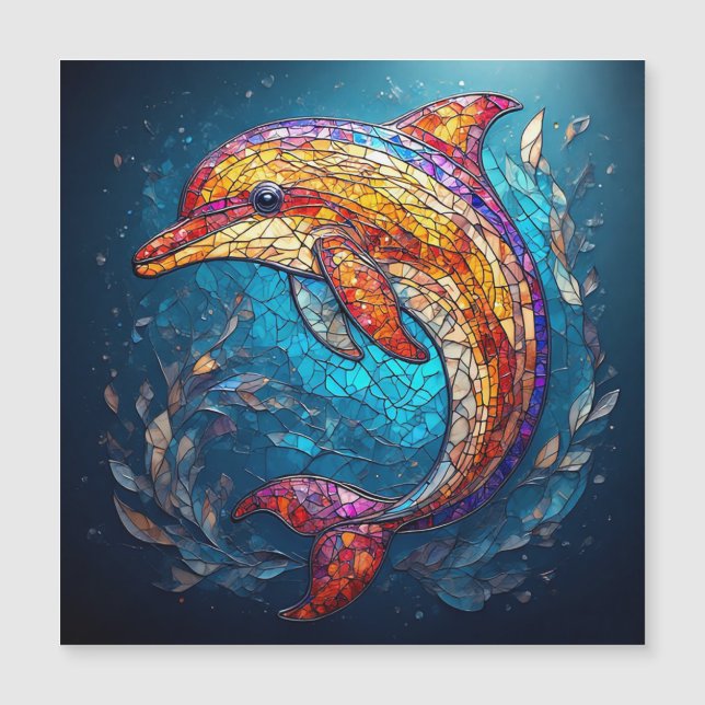 Dolphin in Intricate Stained Glass Artistic Style (Front)