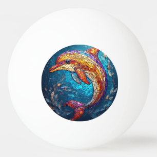 Dolphin in Intricate Stained Glass Artistic Style Ping Pong Ball