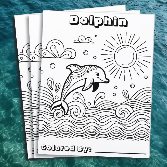 Dolphin in the Waves | Kid's Colouring Page (Creator Uploaded)