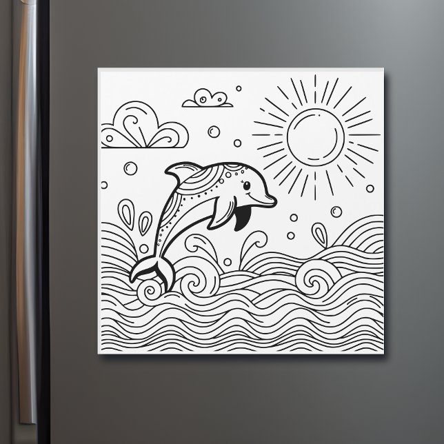 Dolphin in the Waves | Kid's Colouring Page (Creator Uploaded)