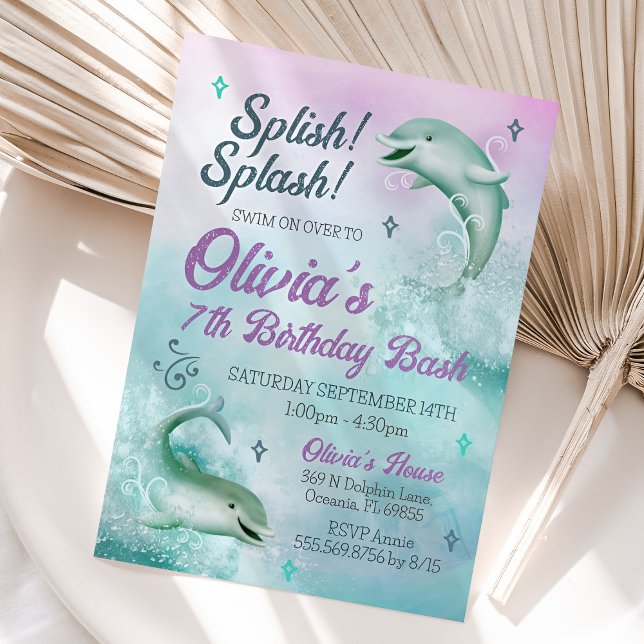 Dolphin Invitation, Dolphin Birthday Invitation (Dolphin Invitation)