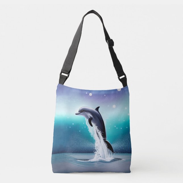 Dolphin Jumping In The Ocean Crossbody Bag (Front)