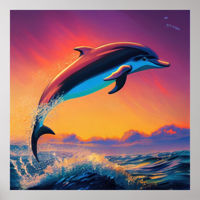 dolphin jumping out of the water poster (Front)