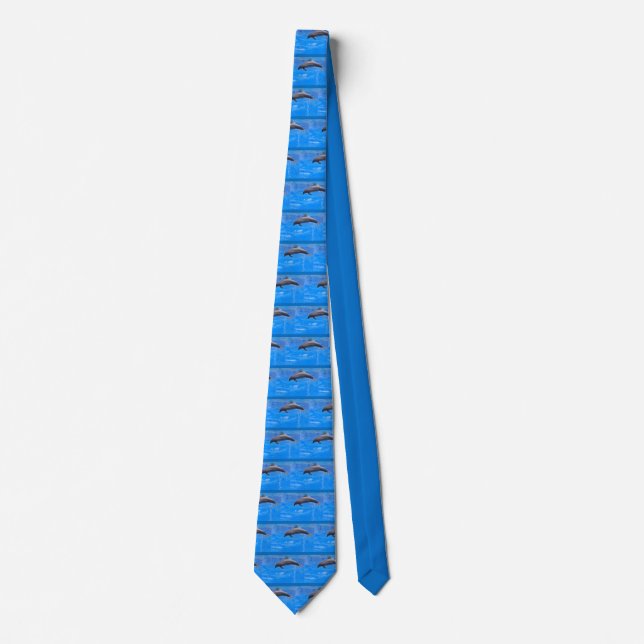 Dolphin jumping out of water neck tie (Front)