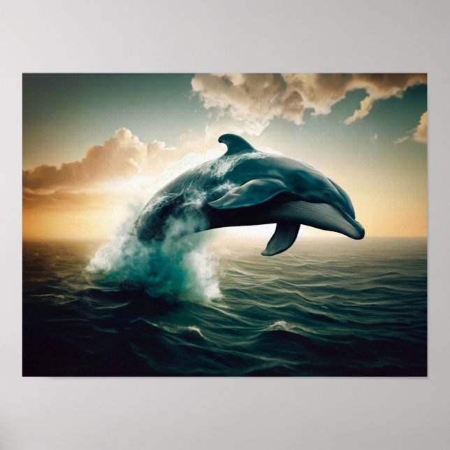 Dolphin Jumping out of Water Poster (Front)