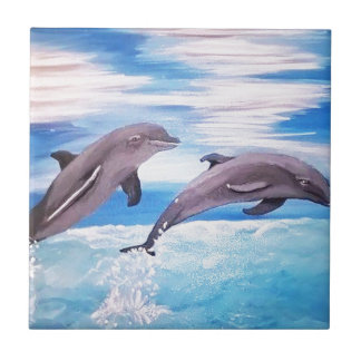 Dolphin Leap Ceramic Tile