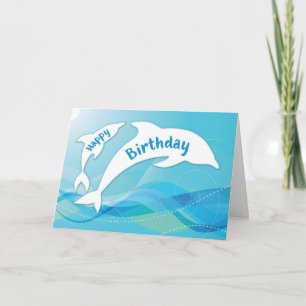 Dolphin Leaping in Ocean Happy Birthday Card