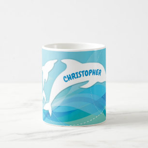 Dolphin Leaping in Ocean Personalised Coffee Mug