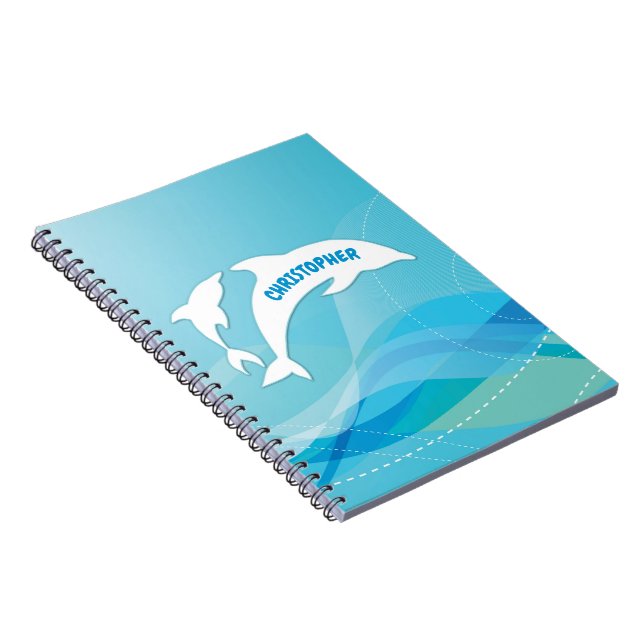 Dolphin Leaping in Ocean Personalised Notebook (Right Side)