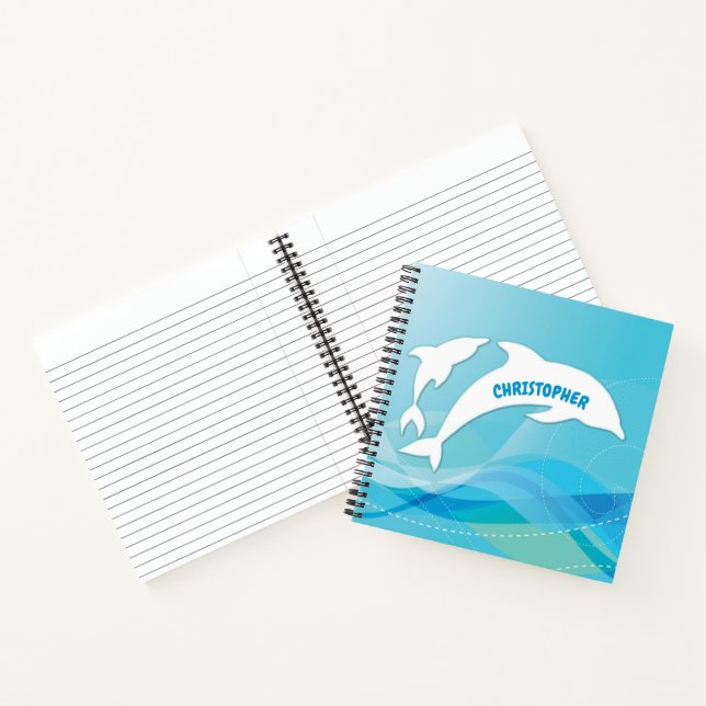 Dolphin Leaping in Ocean Personalised Notebook (Inside)