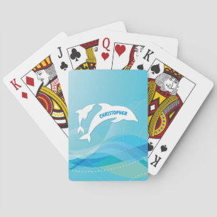 Dolphin Leaping in Ocean Personalised Playing Cards
