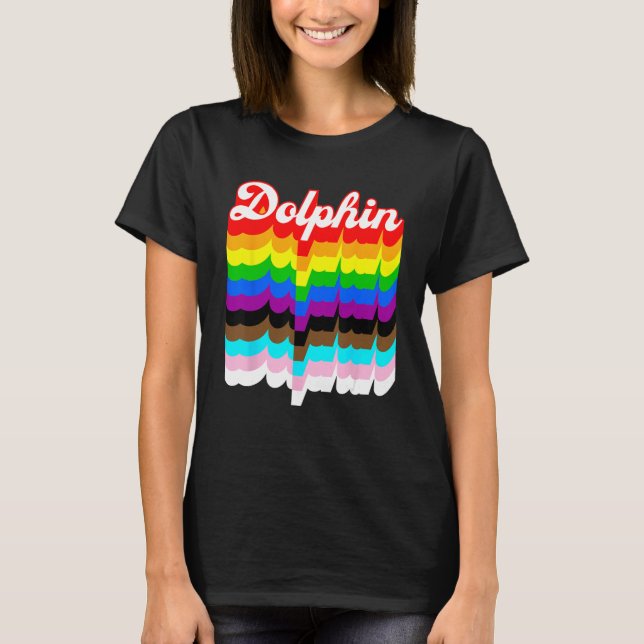 Dolphin LGBTQ pride rainbow T-Shirt (Front)