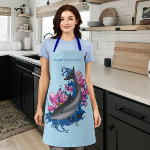 Dolphin Lotus Flower Cherry Blossoms Apron