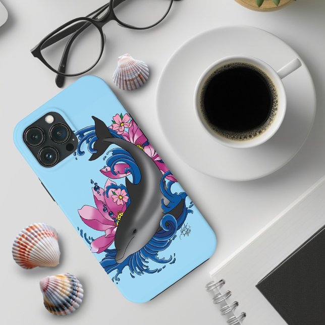 Dolphin Lotus Flowers Cherry Blossoms Case-Mate iPhone Case (Creator Uploaded)