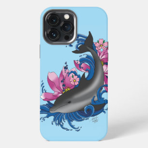 Dolphin Lotus Flowers Cherry Blossoms iPhone 13 Pro Max Case
