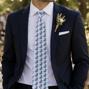 Dolphin Lotus Flowers Cherry Blossoms Tie