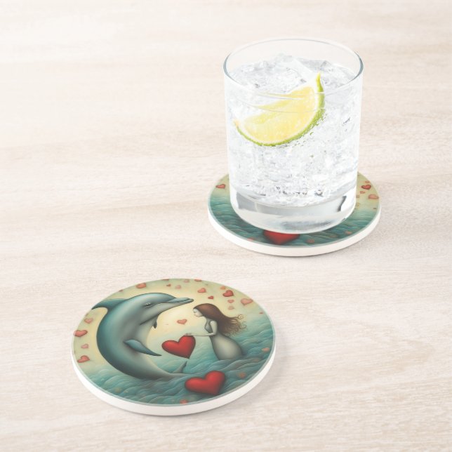 Dolphin Love 1 Coaster (Side)