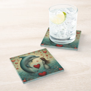 Dolphin Love 1 Glass Coaster