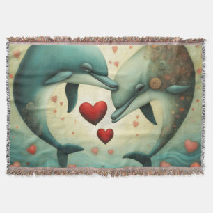 Dolphin Love 2 Throw Blanket