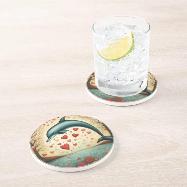 Dolphin Love 3 Coaster (Side)
