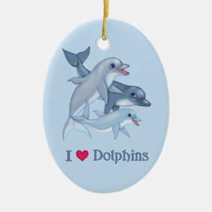 Dolphin Love Ceramic Ornament