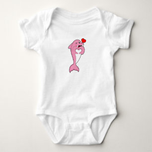 Dolphin Love Heart Baby Bodysuit