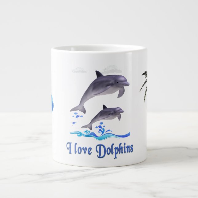Dolphin Love Large Coffee Mug (Front)