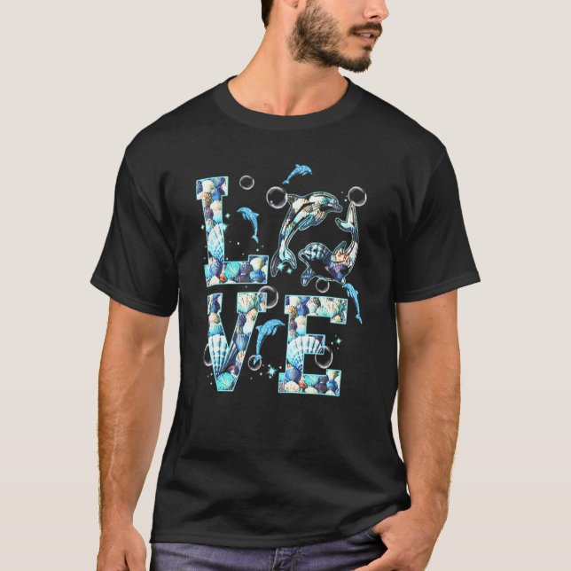 Dolphin Love Ocean Dolphin Clam T-Shirt (Front)