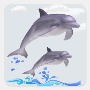 Dolphin Love Square Sticker