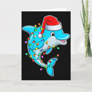 Dolphin Lover Christmas - Dolphin Wearing Santa Ha Card