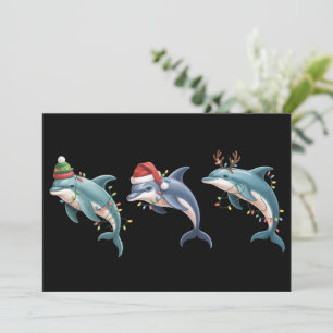 Dolphin Lover Christmas Santa Hat Xmas Holiday Card