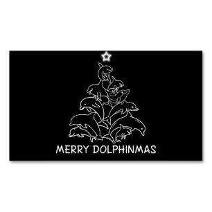 Dolphin Lover Gift Dolphin Merry Christmas Tree Magnetic Business Card