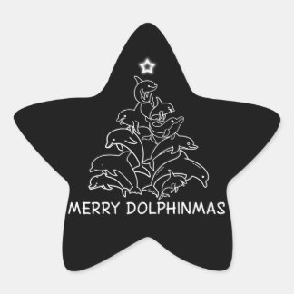 Dolphin Lover Gift| Dolphin Merry Christmas Tree Star Sticker
