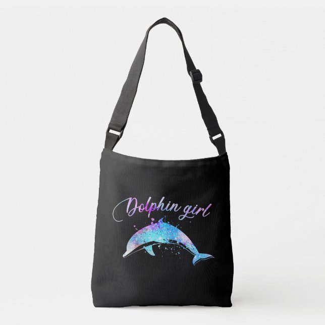 Dolphin Lover Gift| Galaxy Dolphin Girl Crossbody Bag (Front)