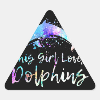 dolphin lover gift| this girl loves dolphins women triangle sticker